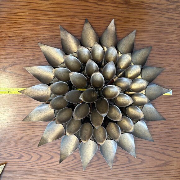 VTG Metal Gold Tone Lotus Sun Flowers Wall Sculpture Decor Set MCM 10” 11” 13” - Picture 4 of 5